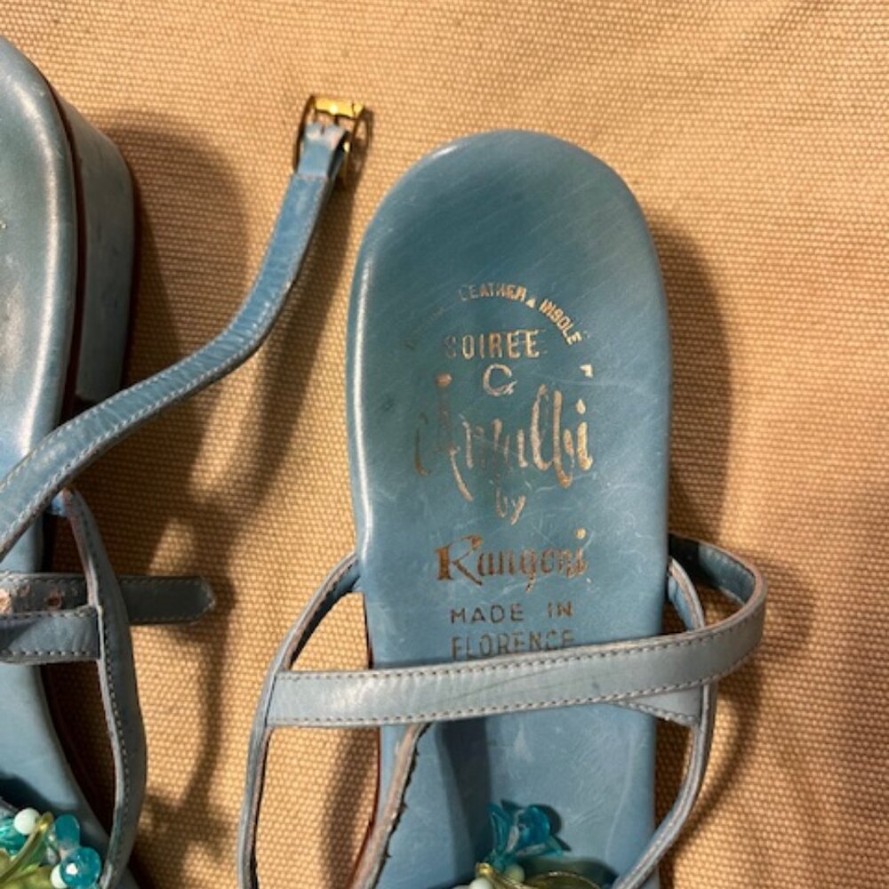 Vintage Amalfi by Rangoni, blue green sandals, - Picture 2 of 2